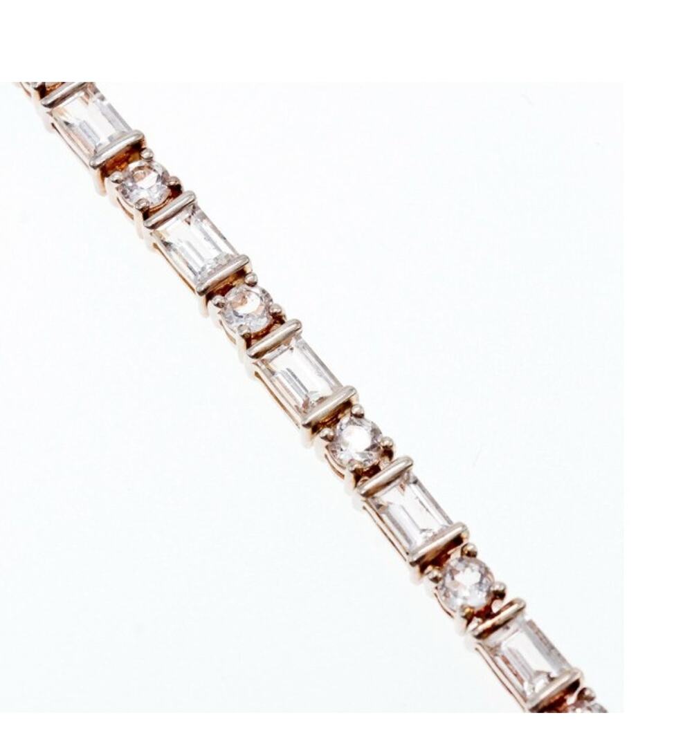 925 Sterlng Silver White/Colorless Spinel Bracelet Thailand Size 7.5 IN